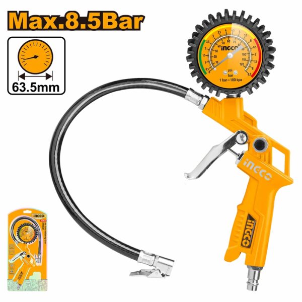 Air Tire Inflating Gun Rectangular Ingco Air tire inflating gun 8.5Bar(120PSI) - Wings suppliers
